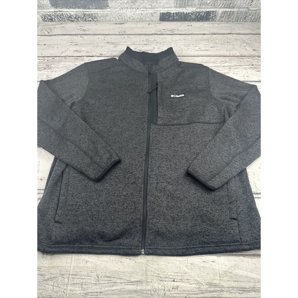 Columbia Jacket Mens 2XL Dark Heather Gray Fleece Full Zip Stand Collar Warm